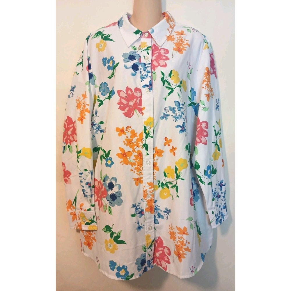 Blair Womens XL Floral Print Button Down Pink Green Coquette Cottage NEW  A121